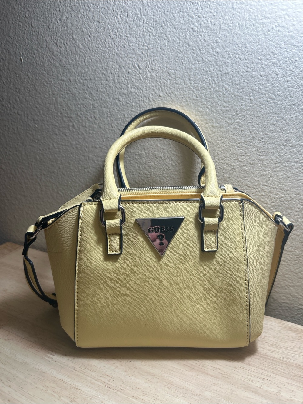 Mother’s Day Gift 💐 Guess Yellow Crossbody Satchel w/ Top Handles | Spring Chic